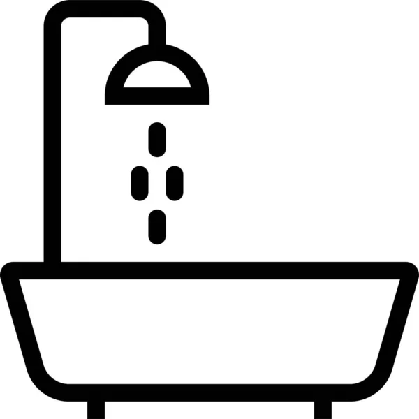 Badewanne Sauberes Symbol Umriss Stil — Stockvektor