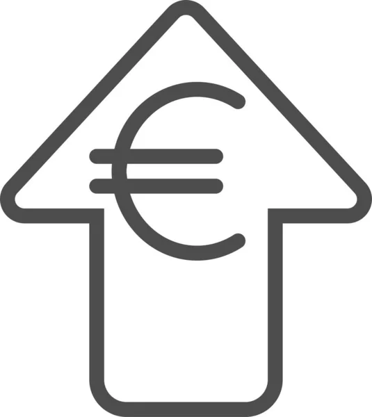 Pijl Euro Wisselkoerspictogram Contourstijl — Stockvector