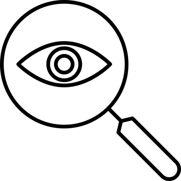 Ikona Badania Szkła Powiększającego Zarysie — Wektor stockowy