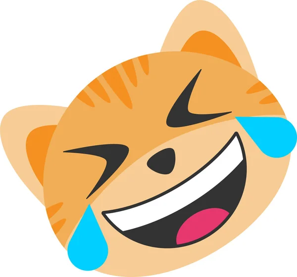 Cat Emoji Funny Icon — Vetor de Stock