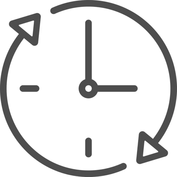 Alrededor Del Reloj Flechas Icono Del Reloj Estilo Contorno — Vector de stock