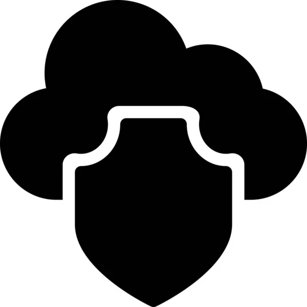 Ícone Segurança Proteção Nuvem Estilo Sólido — Vetor de Stock