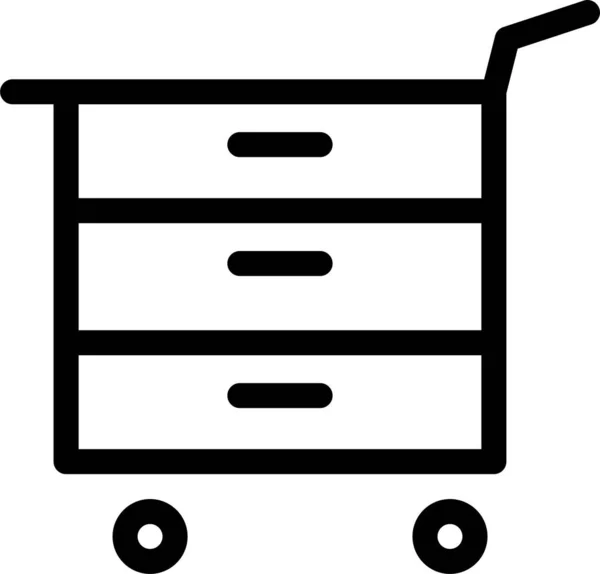 Cabinet Drawer Dresser Icon Outline Style — 图库矢量图片