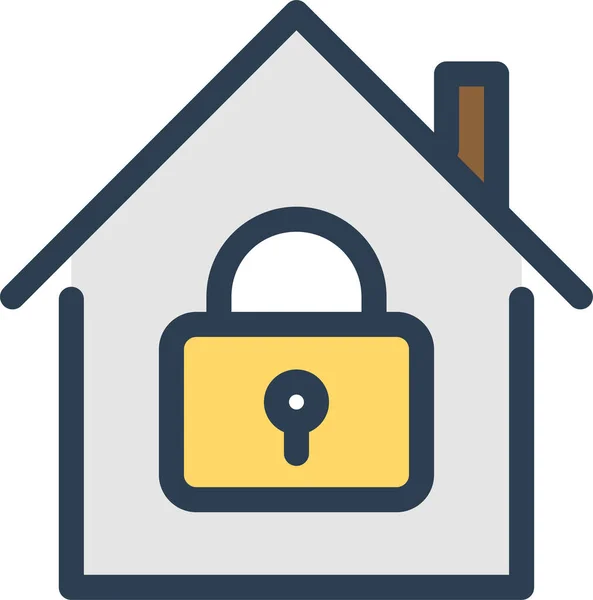 填充轮廓风格的房屋锁私有图标 — 图库矢量图片