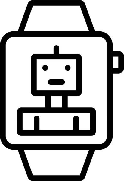 Τεχνητό Ρομποτικό Ρολόι Εικονίδιο Στυλ Περίγραμμα — Διανυσματικό Αρχείο