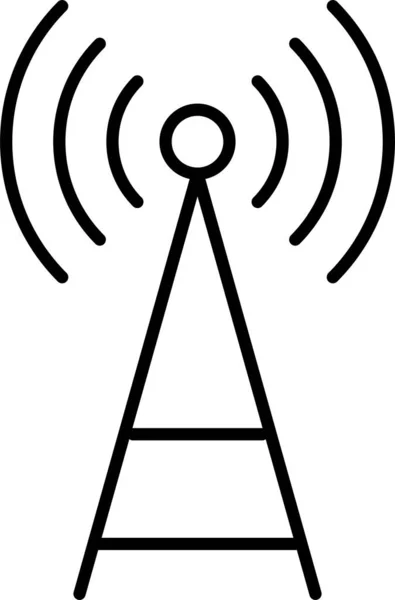 Antenne Signaal Toren Icoon Omtrek Stijl — Stockvector