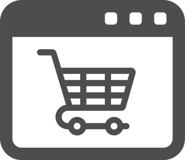 Καλάθι Commerce Εικονίδιο Του Διαδικτύου Στερεό Στυλ — Διανυσματικό Αρχείο