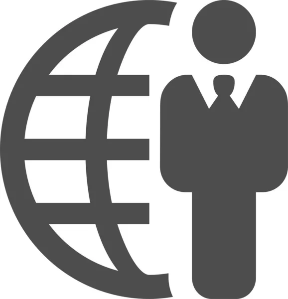 Business Businessman Global Icon Solid Style — Stock vektor