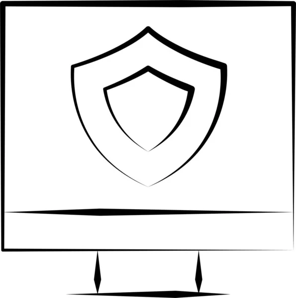 Icono Monitor Guardia Ico Estilo Dibujado Mano — Vector de stock