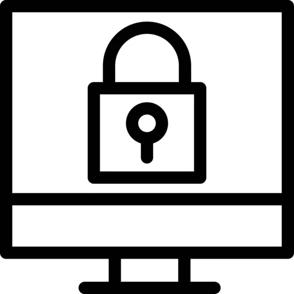 Lcd Lock Privates Icon Outline Stil — Stockvektor