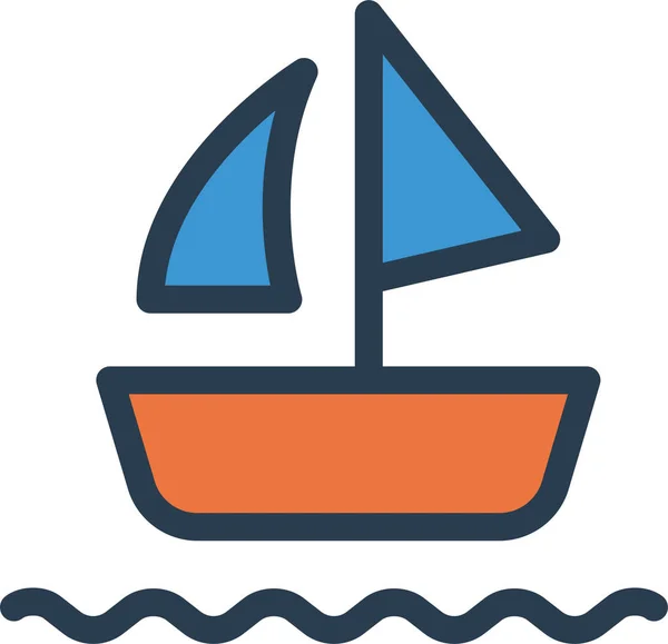 Човен Вітрильний Морський Значок Заповненому Стилі — стоковий вектор