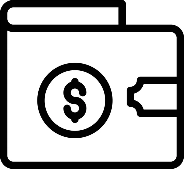 Готівкові Гроші Значок Гаманця Стилі Контур — стоковий вектор