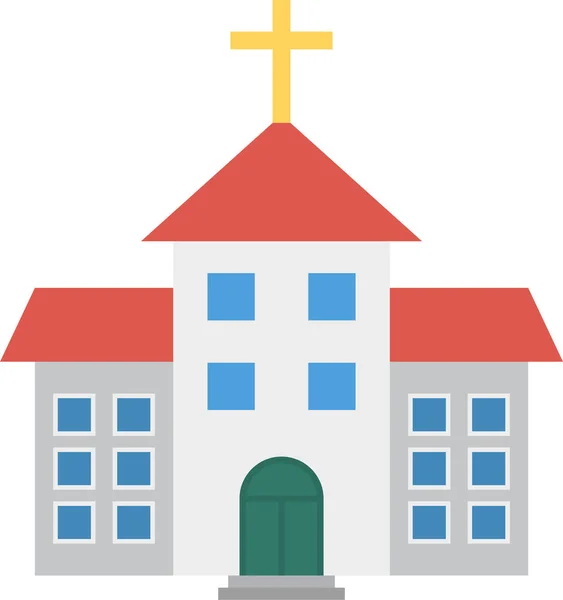 Budynek Katolickiej Ikony Kościoła Stylu Płaskim — Wektor stockowy