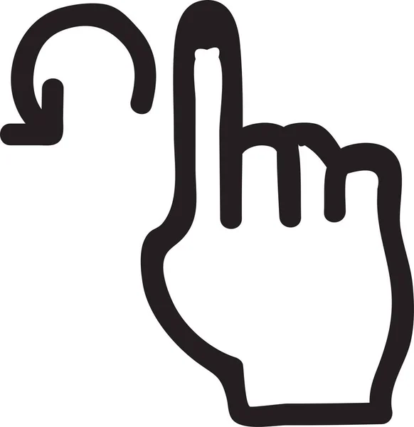 Back Cursor Finger Icon Handdrawn Style — Stock Vector