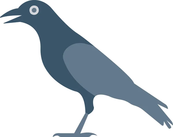 Pájaro Negro Cuervo Icono Estilo Plano — Vector de stock