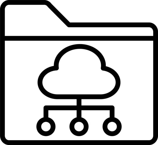 Icône Dossier Base Données Cloud Dans Style Outline — Image vectorielle