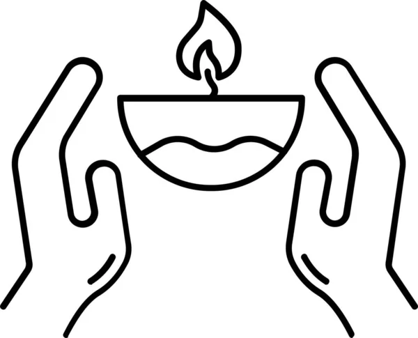 Candle Diwali Diya Icoon Outline Stijl — Stockvector