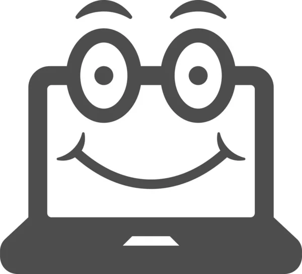 Cara Computadora Icono Feliz Estilo Sólido — Archivo Imágenes Vectoriales