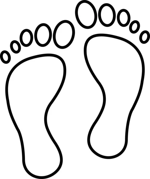 Barefoot Footprint Human Icon Outline Style — Stock vektor