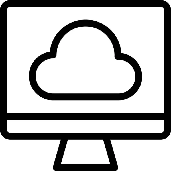 Cloud Lcd Ikona Monitora Zarysie Stylu — Wektor stockowy