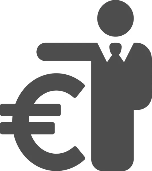 Banker Businessman Euro Icon Solid Style — Stockvektor