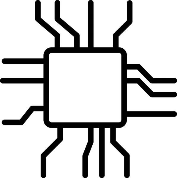 Artificial Chip Intelligence Icon Outline Style — Stock Vector