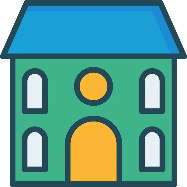 Иконка Недвижимости Многоквартирного Дома Стиле Заполненного Плана — стоковый вектор