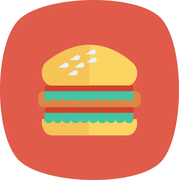 Marhahús Burger Főtt Ikon Lapos Stílusban — Stock Vector