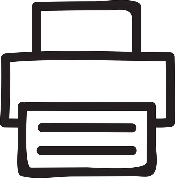 Computer Fax Machine Icon Handdrawn Style — Stock Vector