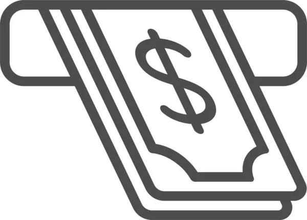 Atm Slot Banking Banknote Icon Outline Style — Vettoriale Stock