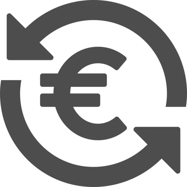 Měna Euro Směnný Kurz Ikona Pevném Stylu — Stockový vektor