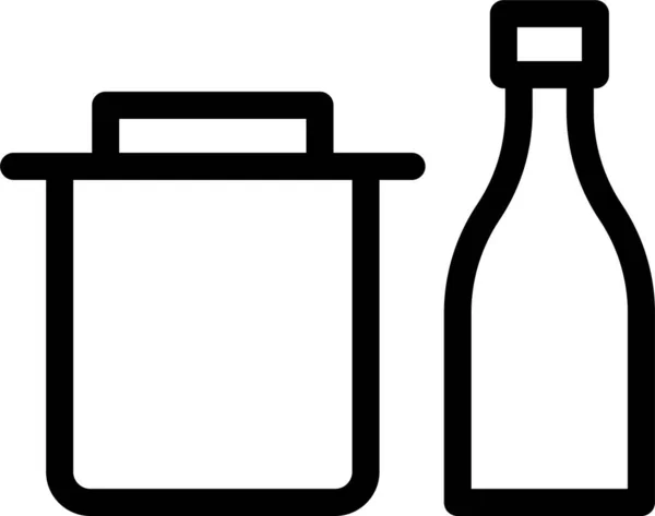 Bier Fles Drank Pictogram Omtrek Stijl — Stockvector