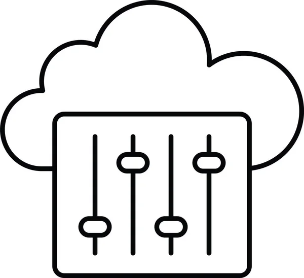 Icône Contrôle Nuage Réglage Dans Style Contour — Image vectorielle