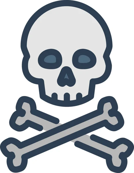 Ícone Esqueleto Morte Perigo Estilo Esboço Preenchido — Vetor de Stock
