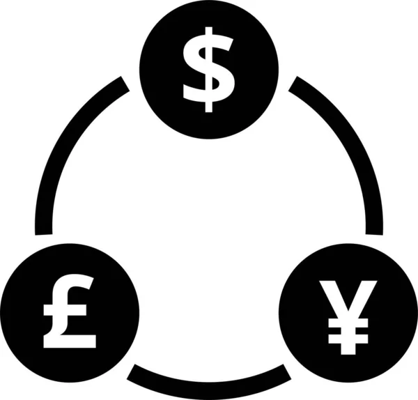 Valuta Dollar Valutaväxling Ikon Fast Stil — Stock vektor