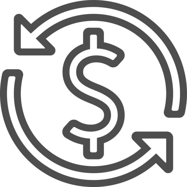 Иконка Обменного Курса Доллара Стиле Контура — стоковый вектор