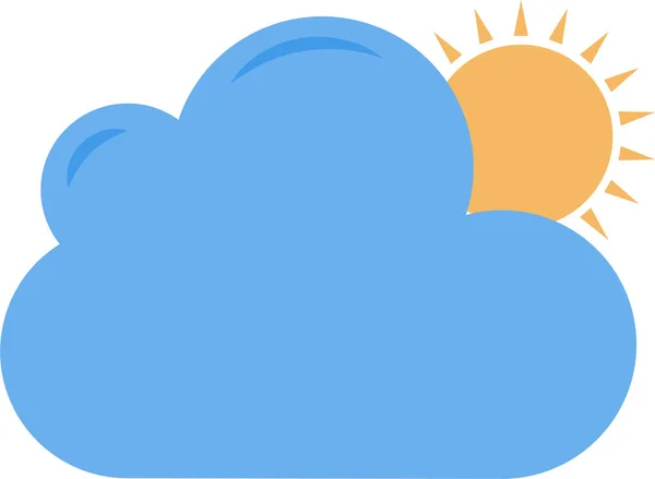Cloud Forecast Sun Icon Flat Style — Stock Vector