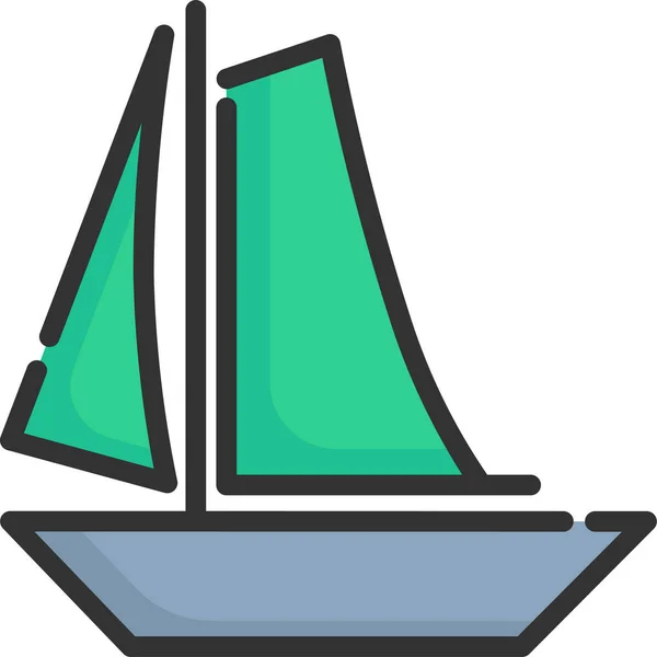 Boat Nautical Sail Icon Filled Outline Style — Vettoriale Stock