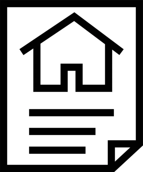 Vertragsdokument Home Symbol Umrissstil — Stockvektor