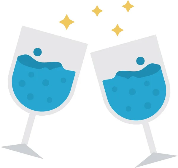 Oslava Šampaňského Party Ikona Plochém Stylu — Stockový vektor
