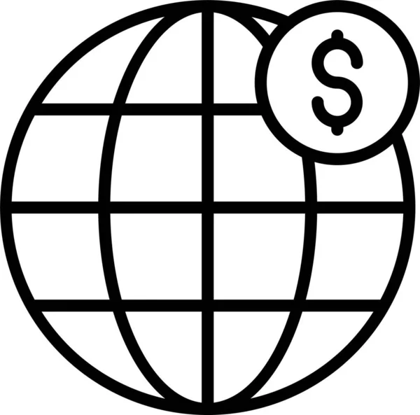 Значок Глобальної Доларової Валюти Контурному Стилі — стоковий вектор