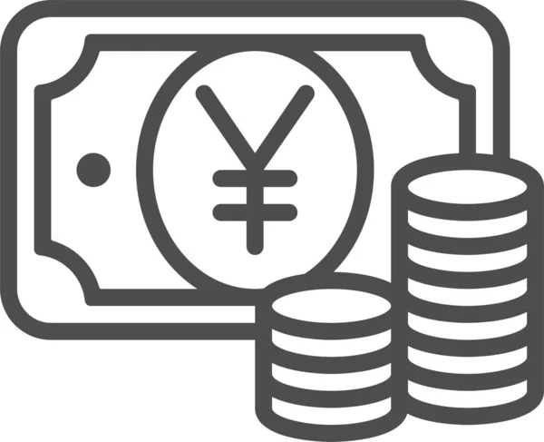 Ikona Monet Gotówkowych Banknotów Zarysie — Wektor stockowy