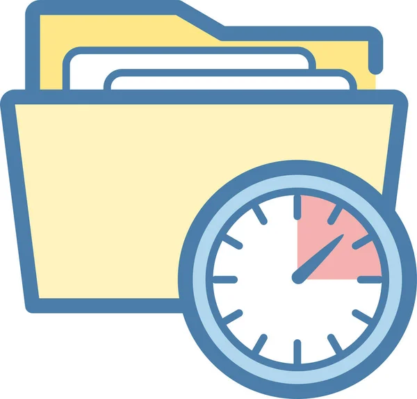 Clock Folder Project Icon Flat Style — Vettoriale Stock