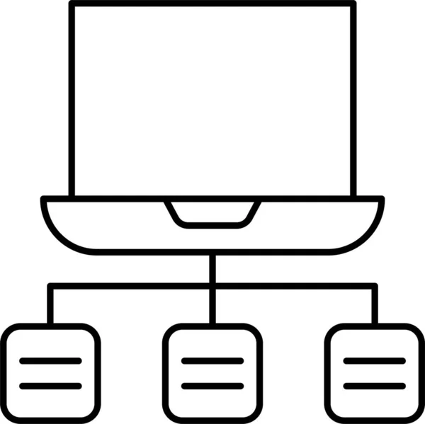 Ikona Propojení Notebooku Stylu Osnovy — Stockový vektor