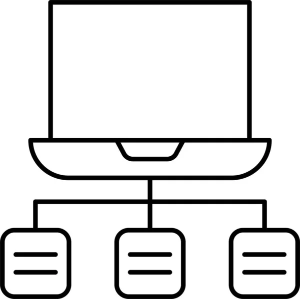 Verbinding Laptop Link Pictogram Omtrek Stijl — Stockvector