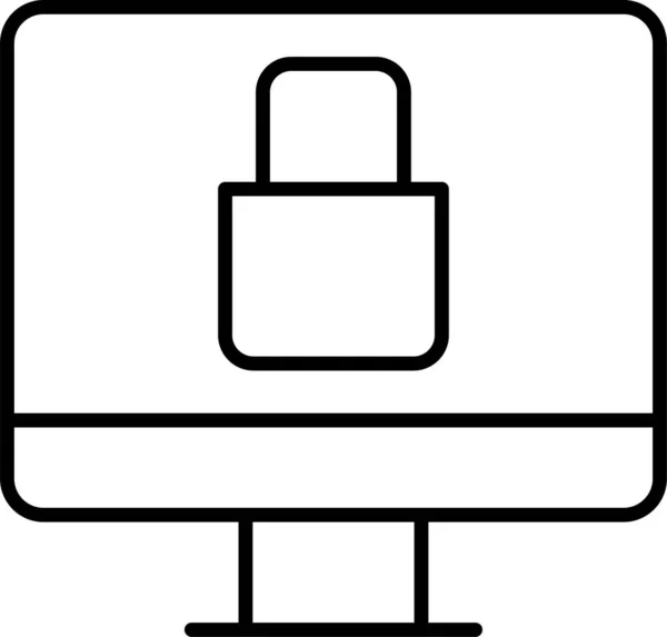 Иконка Блокировки Отображения Компьютера Стиле Контура — стоковый вектор