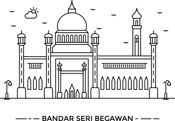 Bandar Begawan Icono Capital Estilo Esquema — Archivo Imágenes Vectoriales