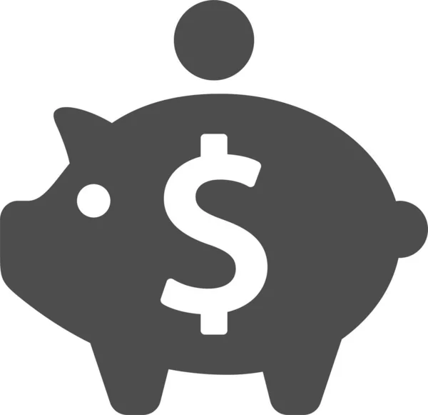 Dólar Dinheiro Ícone Banco Piggy Estilo Sólido — Vetor de Stock