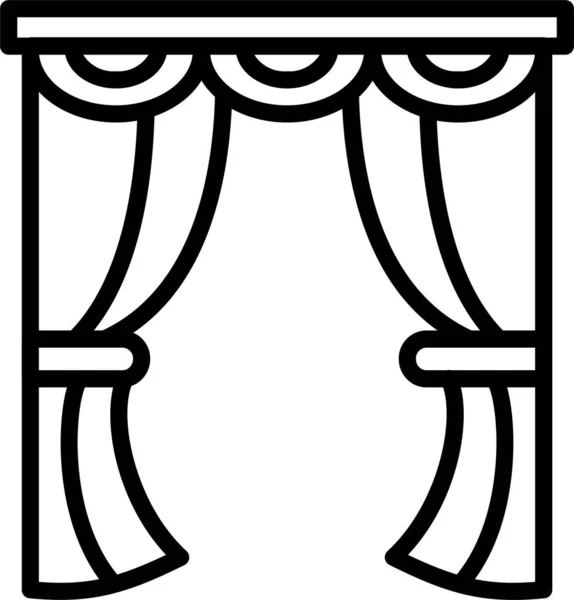 Штори Штори Іконка Інтер Єру Контурному Стилі — стоковий вектор