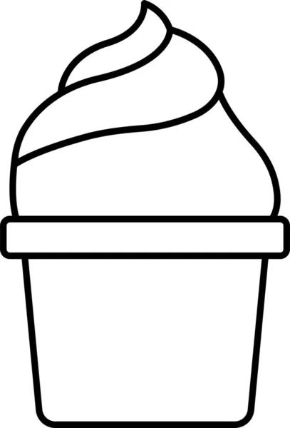 Icono Postre Crema Cono Estilo Esquema — Vector de stock